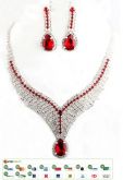 Set Colar/Brinc Strass Benliya Zirconia Ruby Mod:Bridal