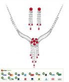 Set Colar/Brinc Strass Benliya Zirconia Ruby Mod:Polvo