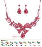 Set Colar/Brinc Strass Benliya Zirconia Ruby Mod:Laço